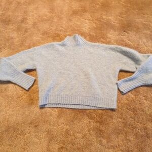 & Other Stories Light Blue Alpha And Wool Cropped Turtleneck Sweater Size XS